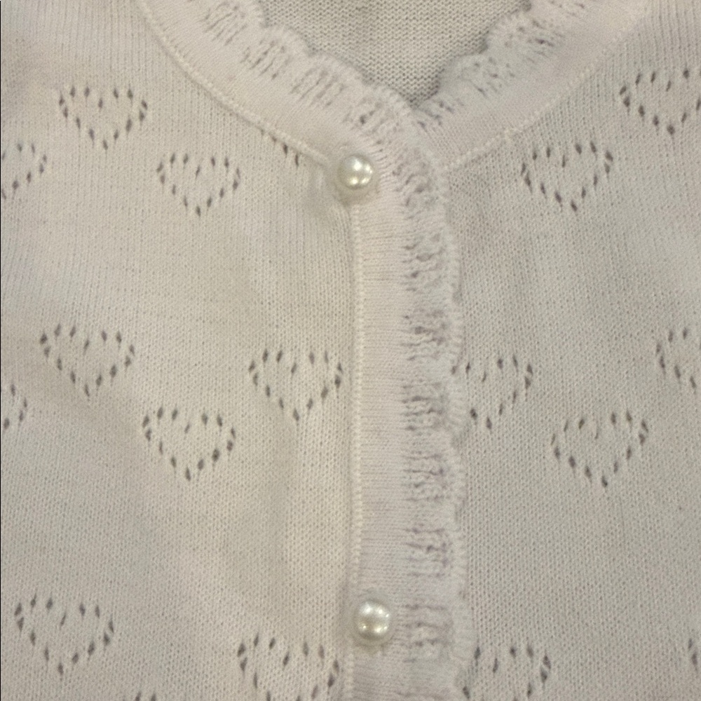 White Heart Sweater with Pearl Buttons 12 Months - Picture 2 of 4